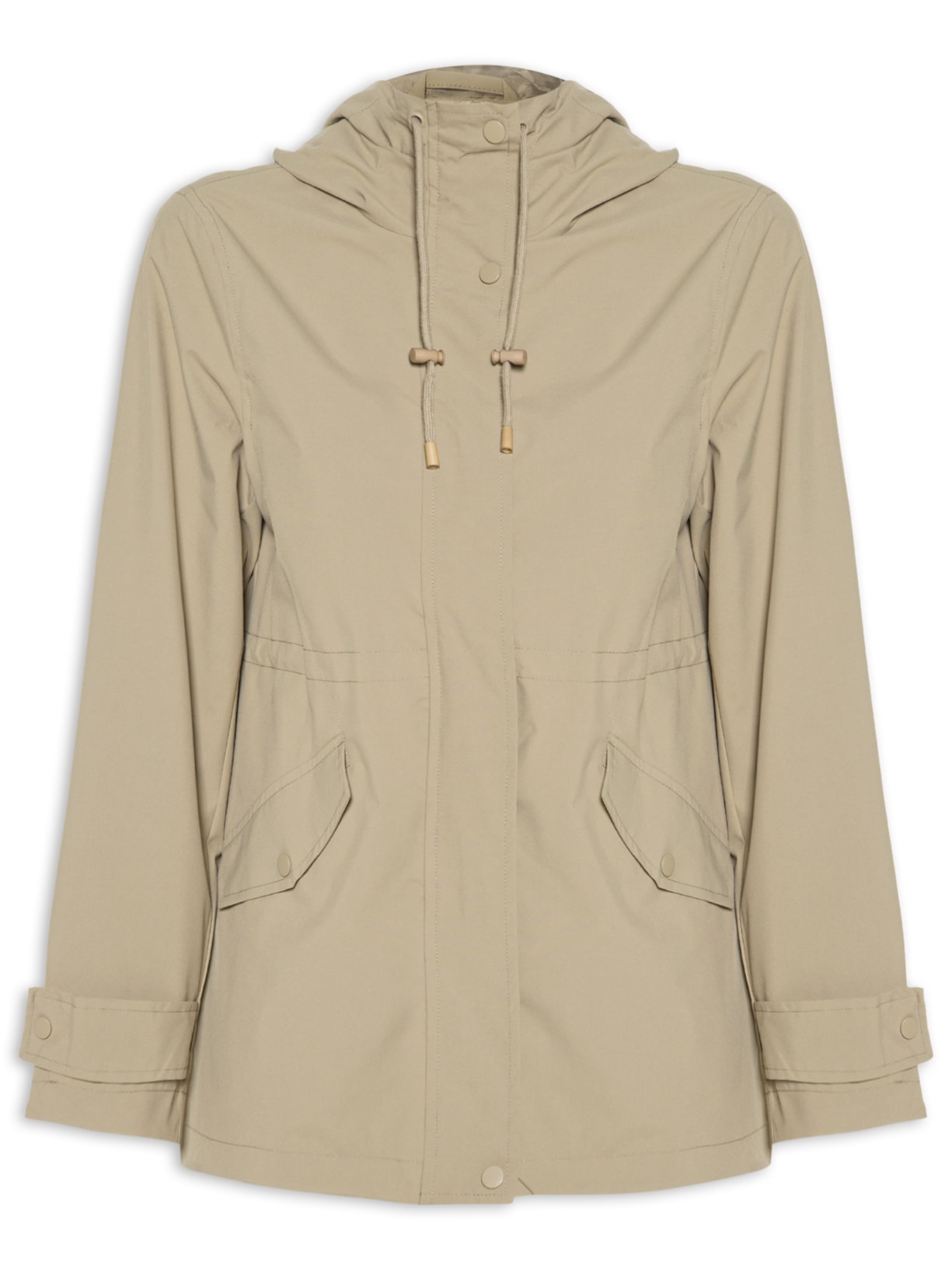 Parka Feminina com Gorro Bege Basiq