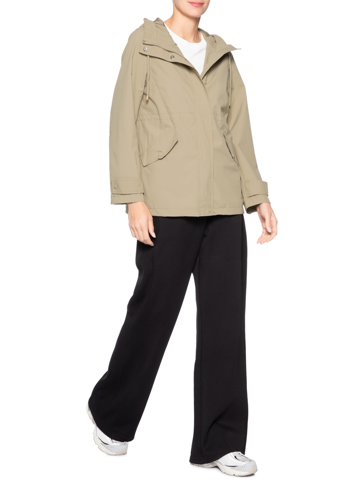 Parka Feminina com Gorro Bege Basiq