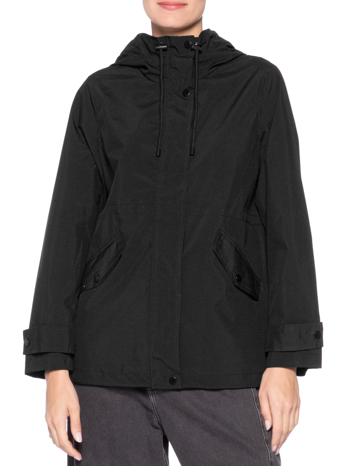 Parka Feminina com Gorro Preto Basiq