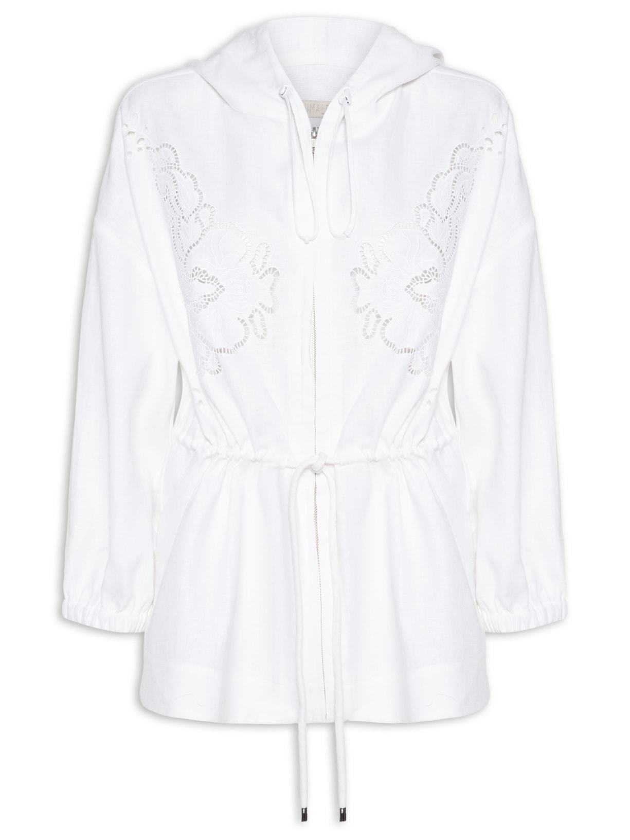 Parka Feminina De Linho Bordado Orquídea - Branco