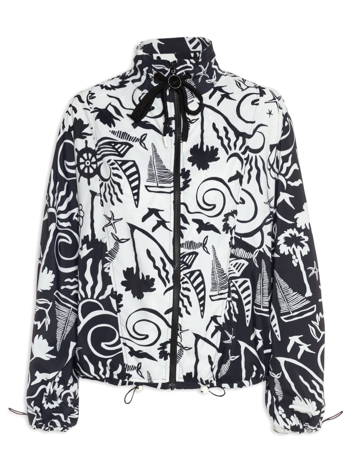 Parka Feminina Nylon Estampa Jangada - Branco