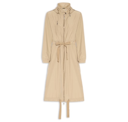 Parka Feminina Resistente A Água Manga Longa Com Capuz - Bege