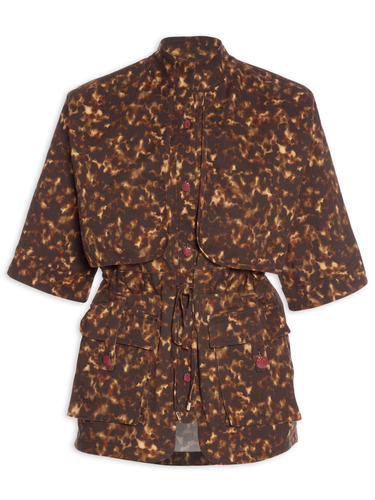 Parka Feminina Sarja Estampada - Marrom