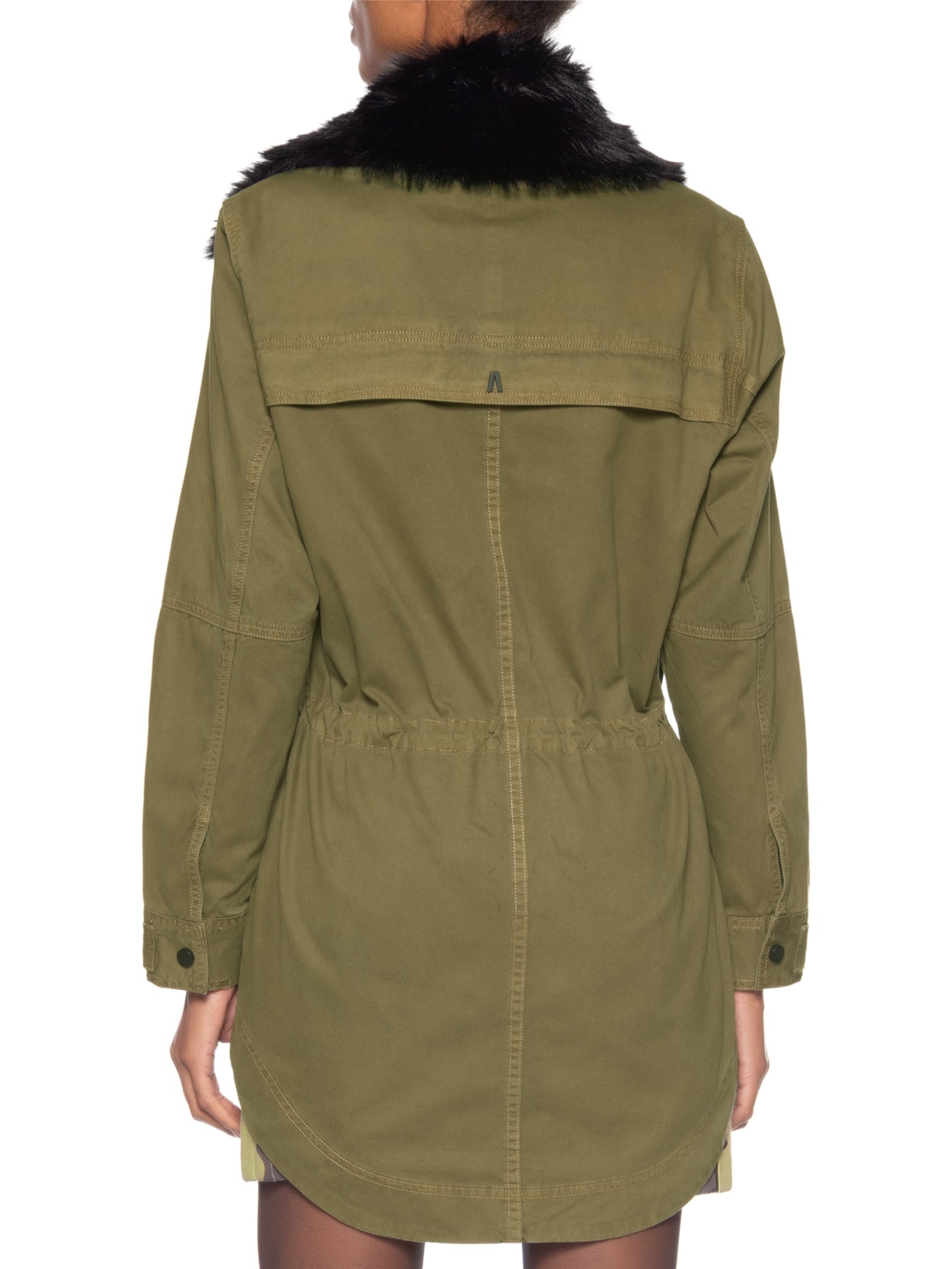 Parka Feminina Sarja Gola Fur Verde Animale Jeans