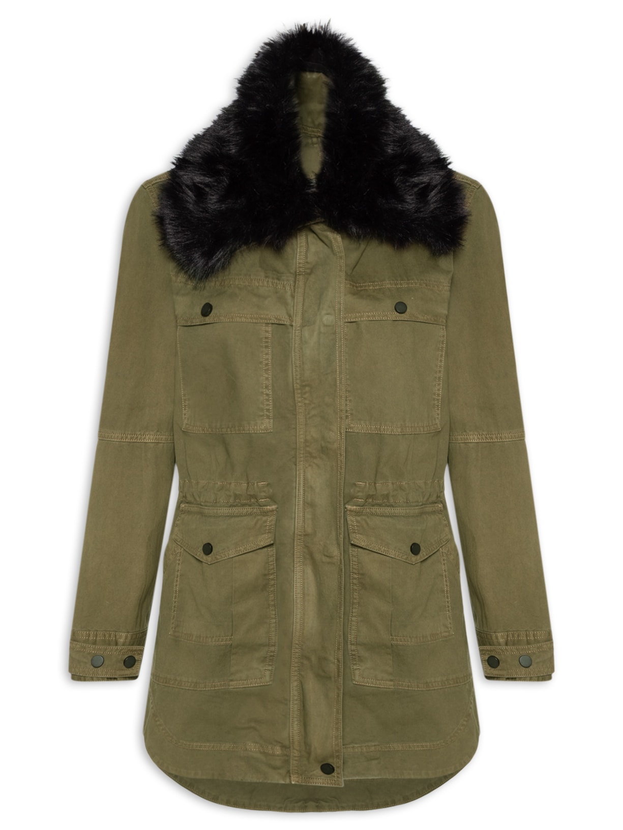 Parka Feminina Sarja Gola Fur - Verde