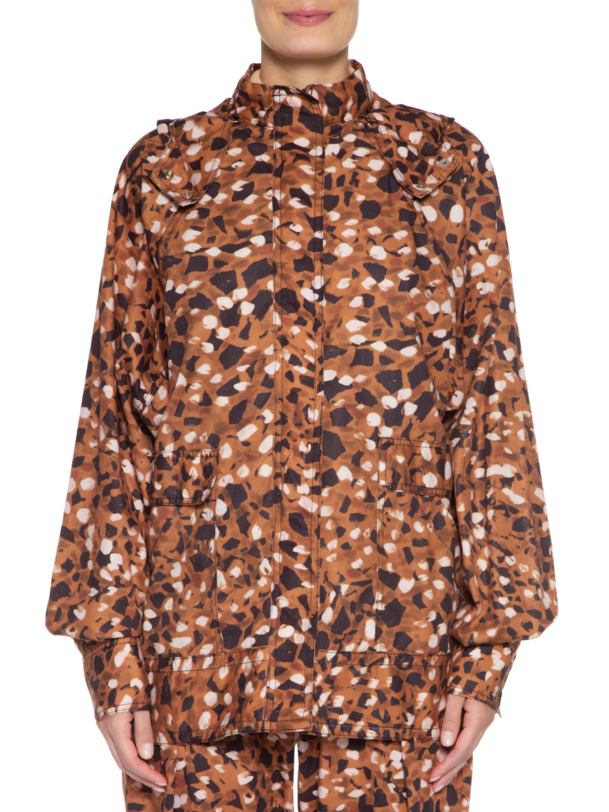 Parka Feminina Texturizada Granilite Marrom Animale