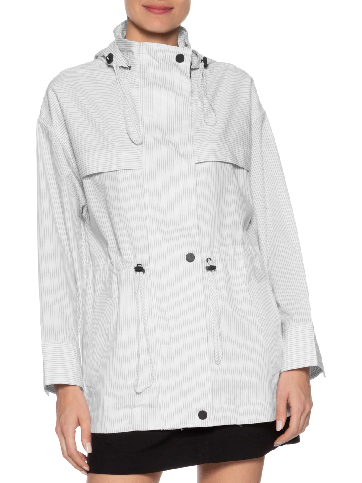 Parka Feminina Tricoline Listras Branco Animale