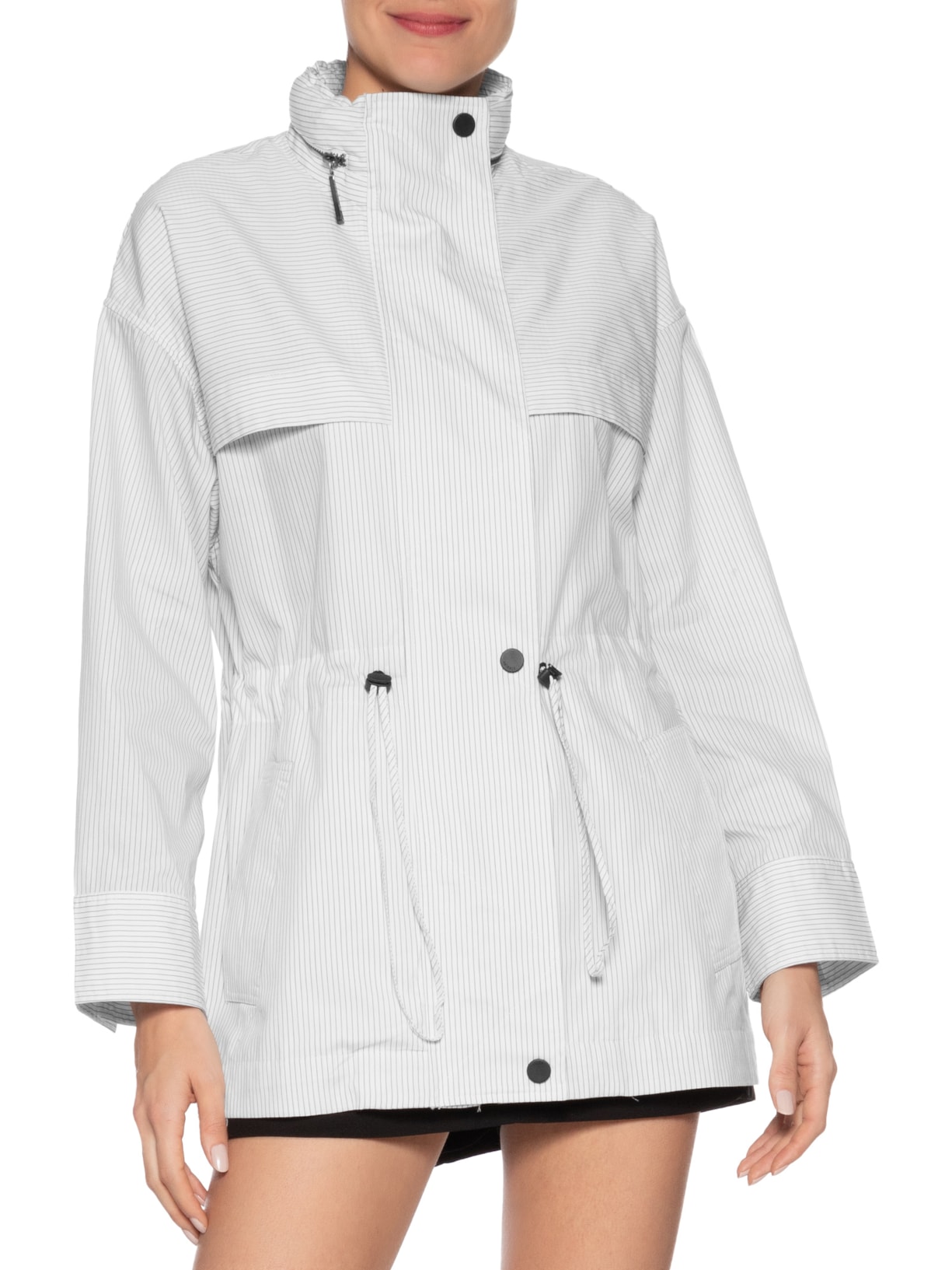 Parka Feminina Tricoline Listras Branco Animale