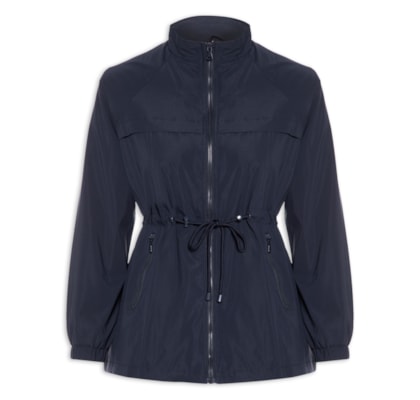 Parka Feminina Utilitária Ajustável   – Azul