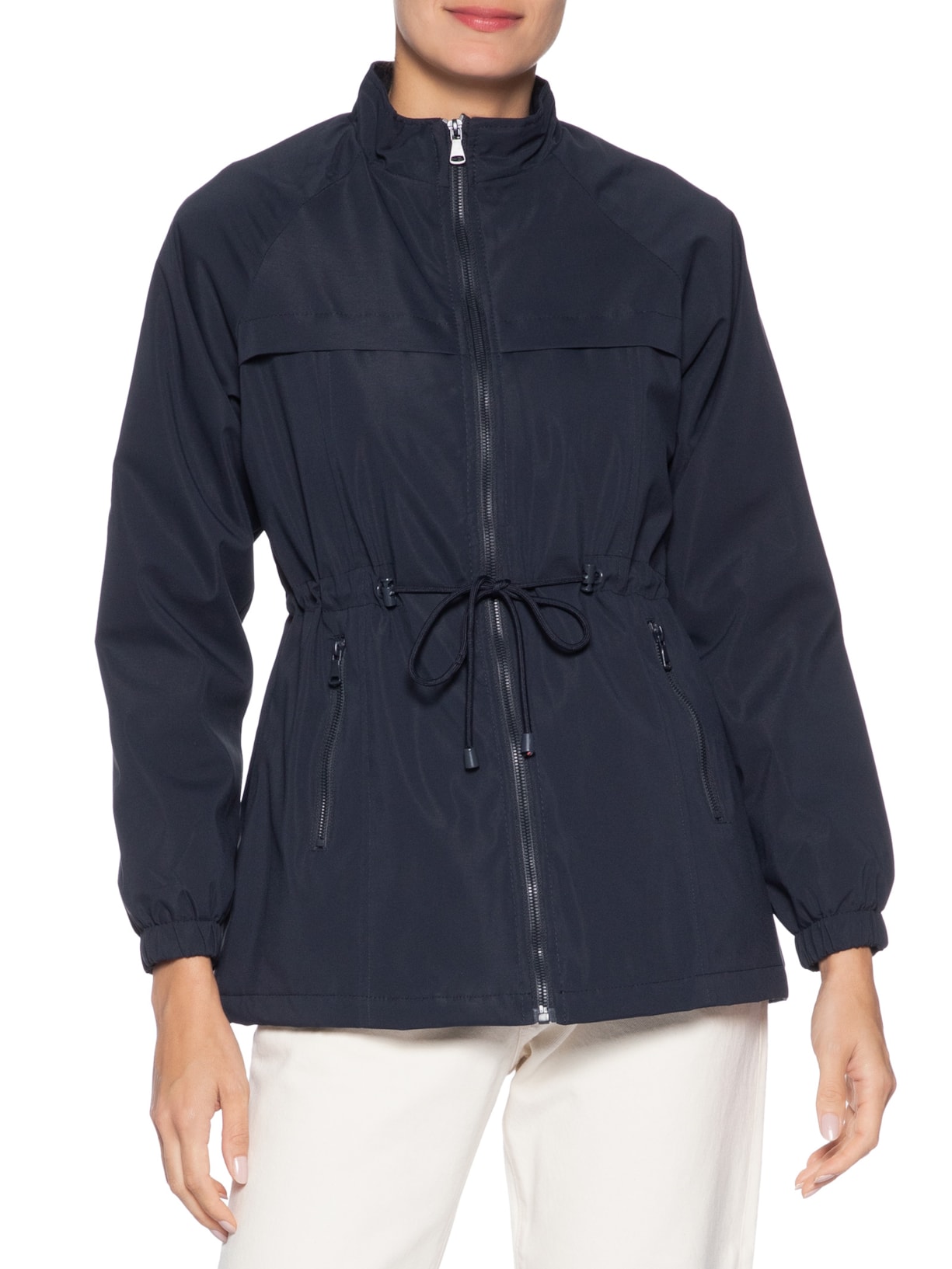 Parka Feminina Utilitária Ajustável   – Azul Basiq