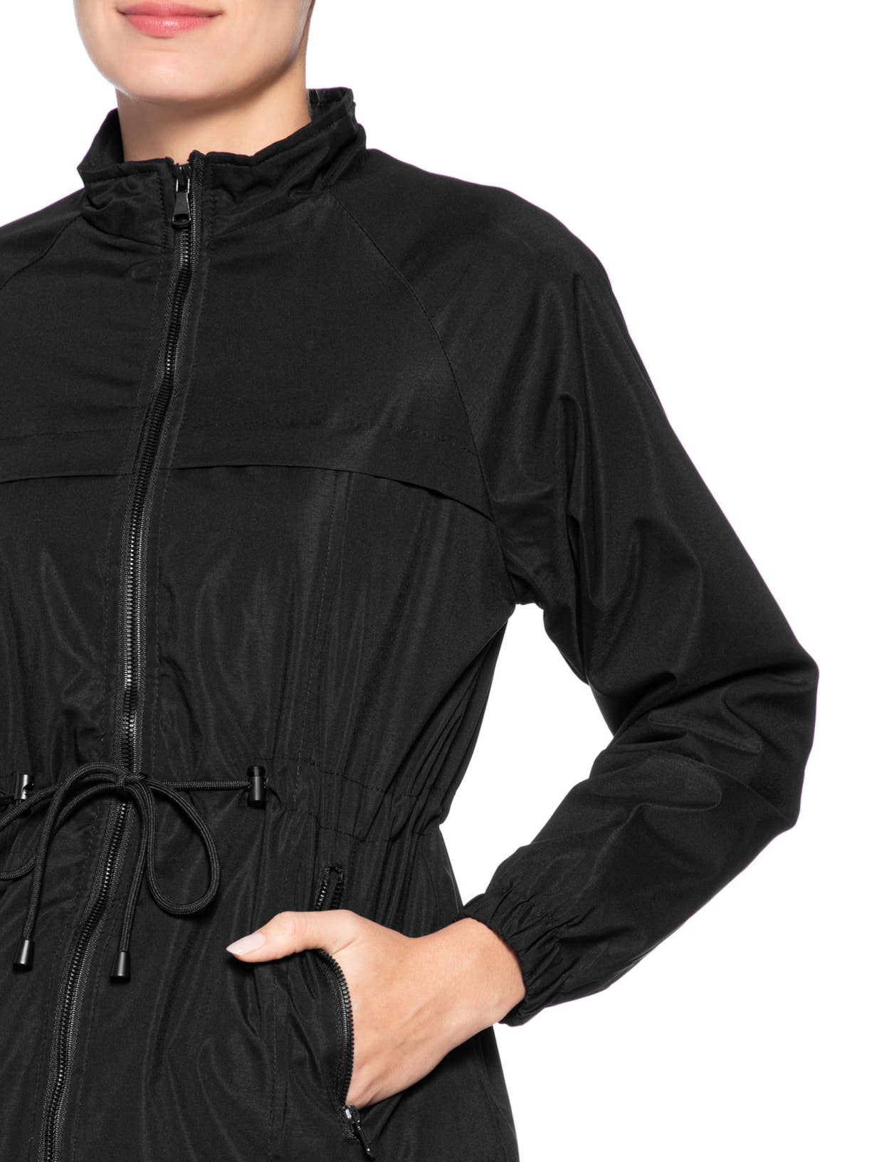 Parka Feminina Utilitária Ajustável  – Preto Basiq
