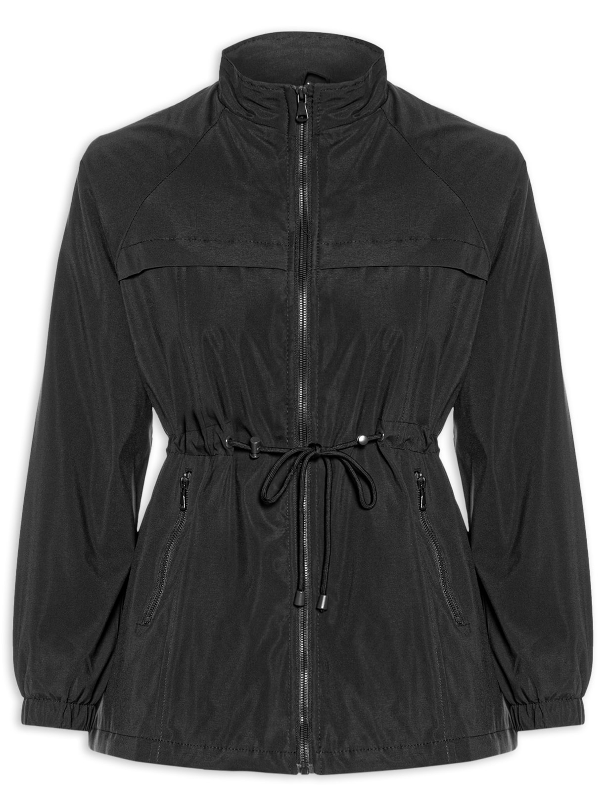 Parka Feminina Utilitária Ajustável  – Preto Basiq