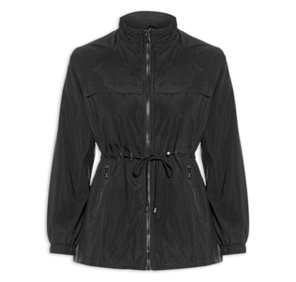 Parka Feminina Utilitária Ajustável  – Preto