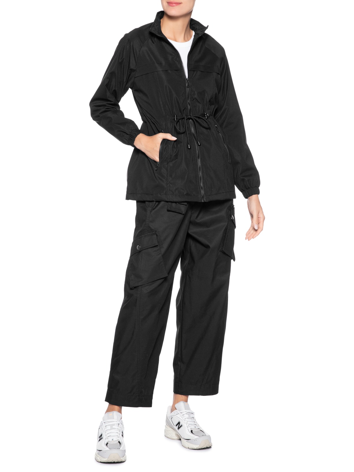 Parka Feminina Utilitária Ajustável  – Preto Basiq
