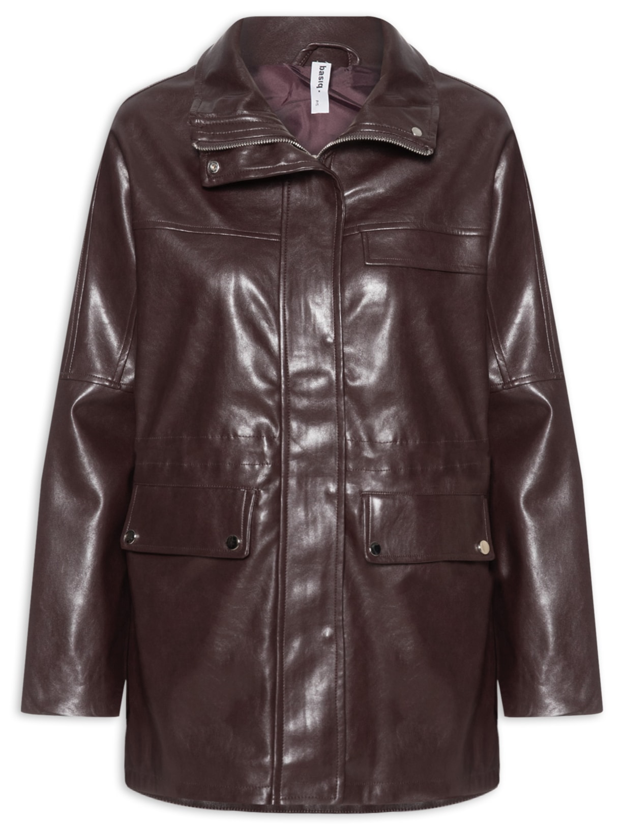 Parka Feminina Utilitária Gola Alta Vermelho Basiq