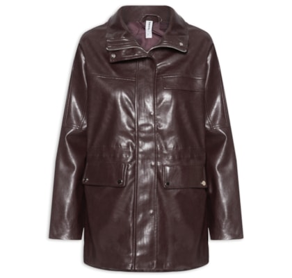 Parka Feminina Utilitária Gola Alta - Vermelho