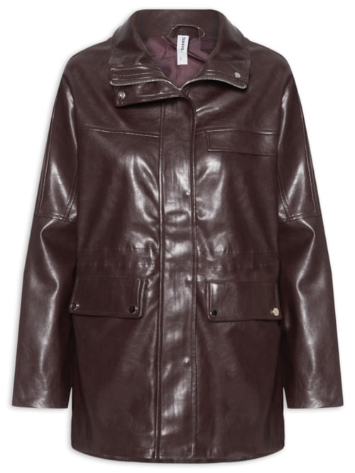 Parka Feminina Utilitária Gola Alta - Vermelho