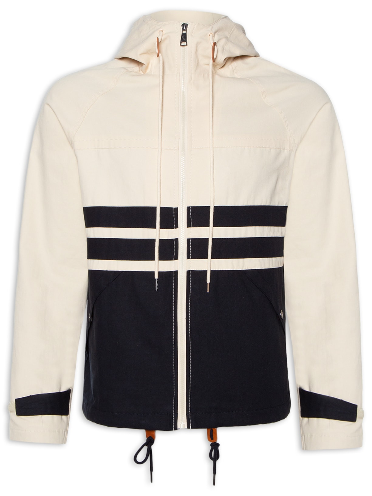 Parka Masculina Navy Bicolor - Branco