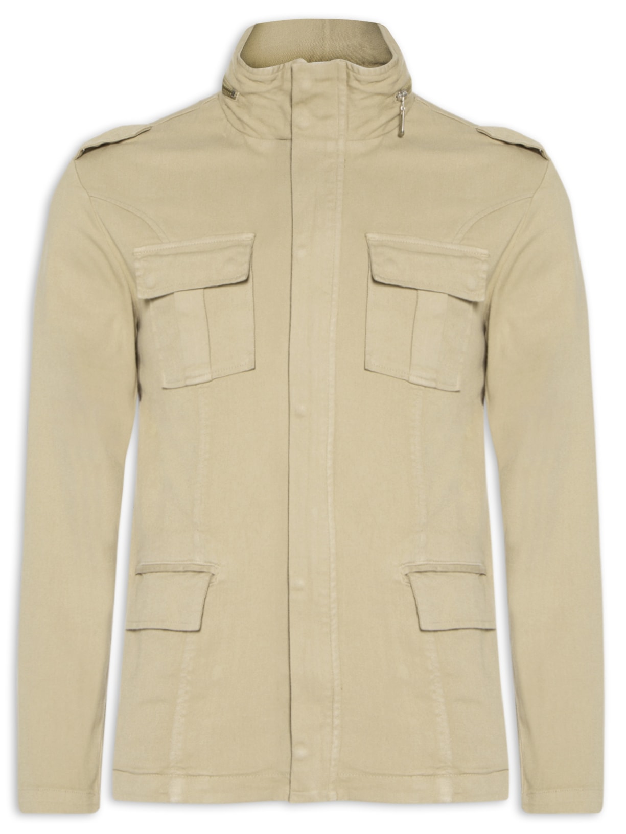 Parka Masculina Pockets Gola Alta - Marrom