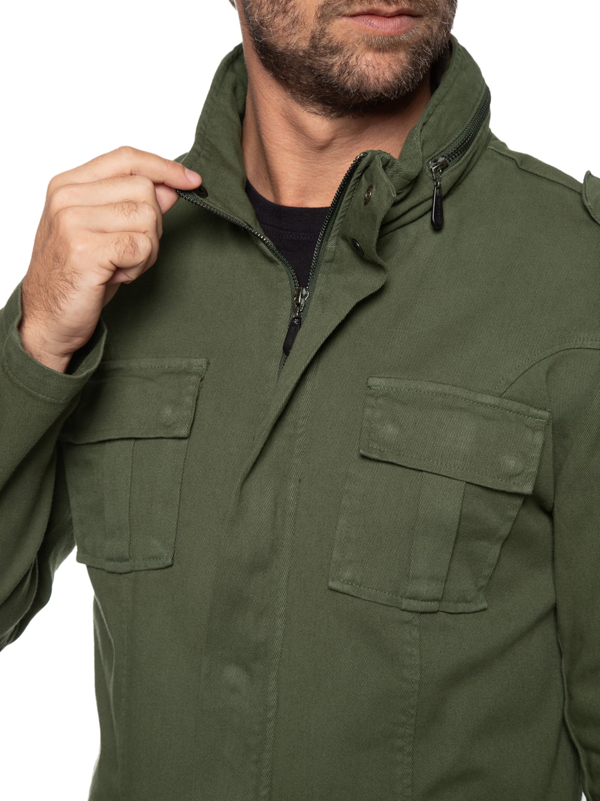 Parka Masculina Pockets Gola Alta Osklen Verde - Main Image