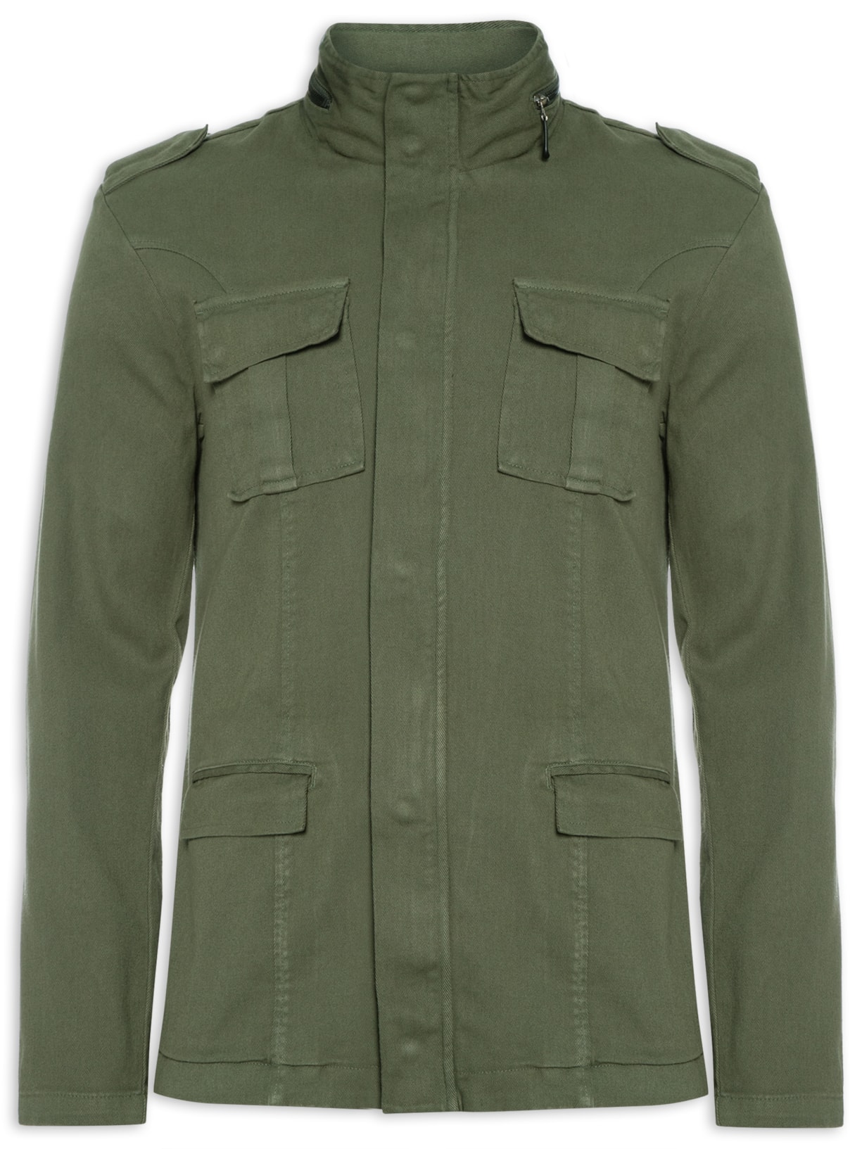 Parka Masculina Pockets Gola Alta - Verde