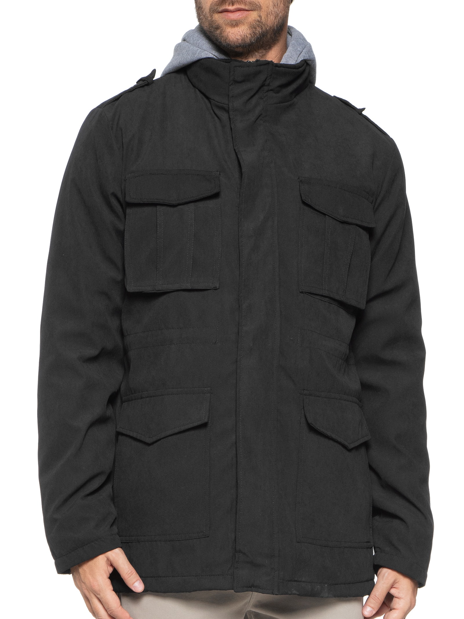 Parka Masculina Sarja Com Capuz Destacável - Preto - Shop2gether