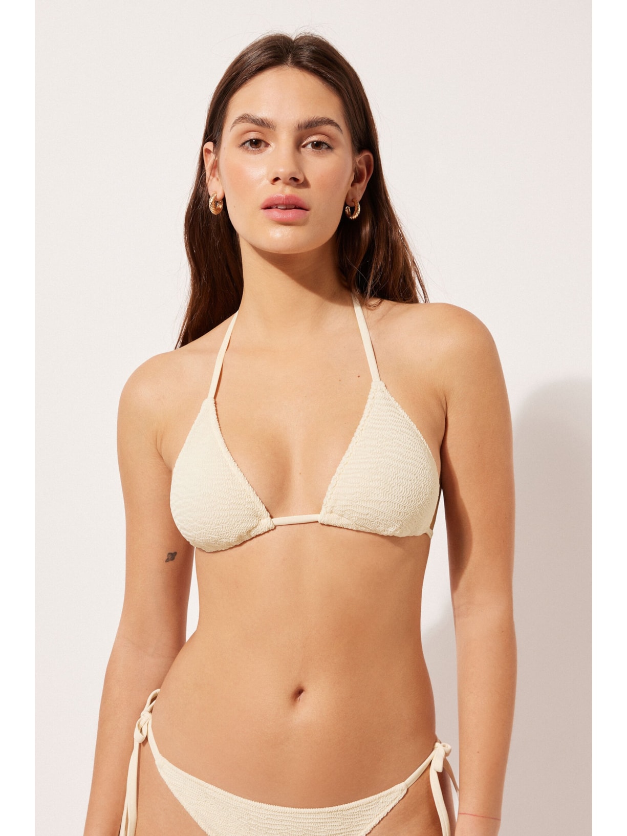 Parte De Cima Biquíni Cortininha Crinkle Waves Branco Calzedonia