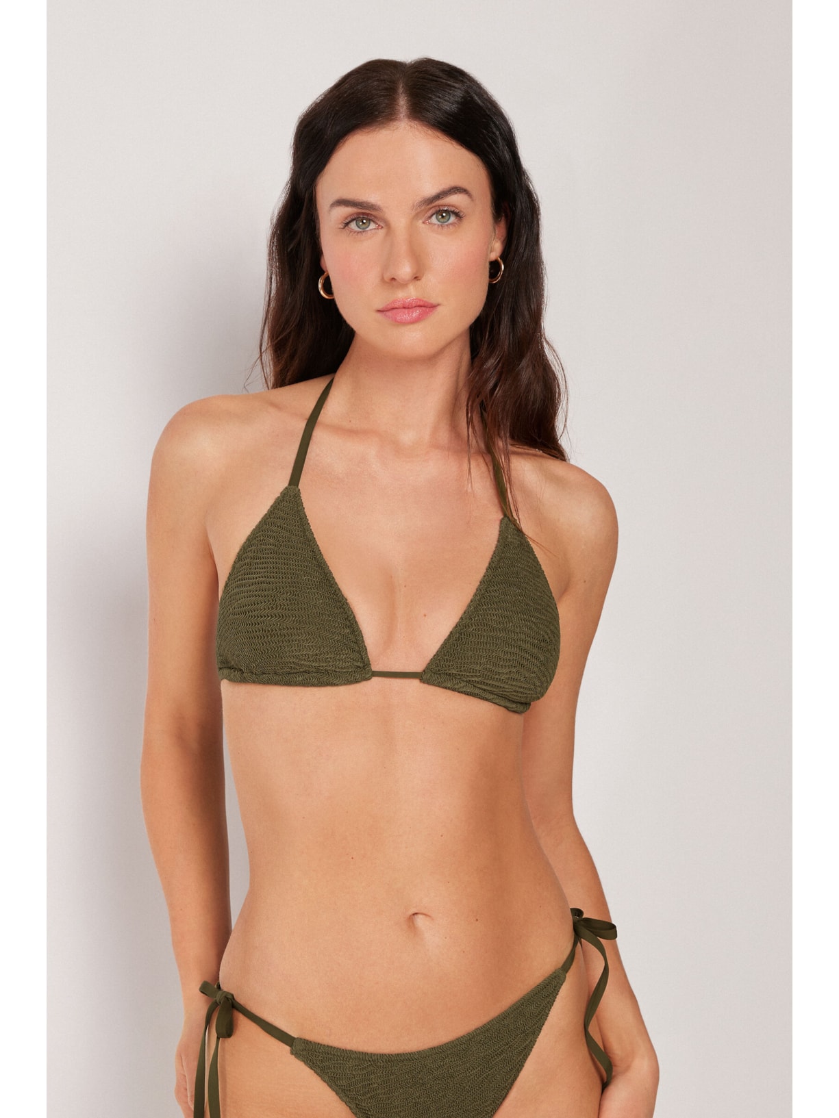 Parte De Cima Biquíni Cortininha Crinkle Waves Verde Calzedonia