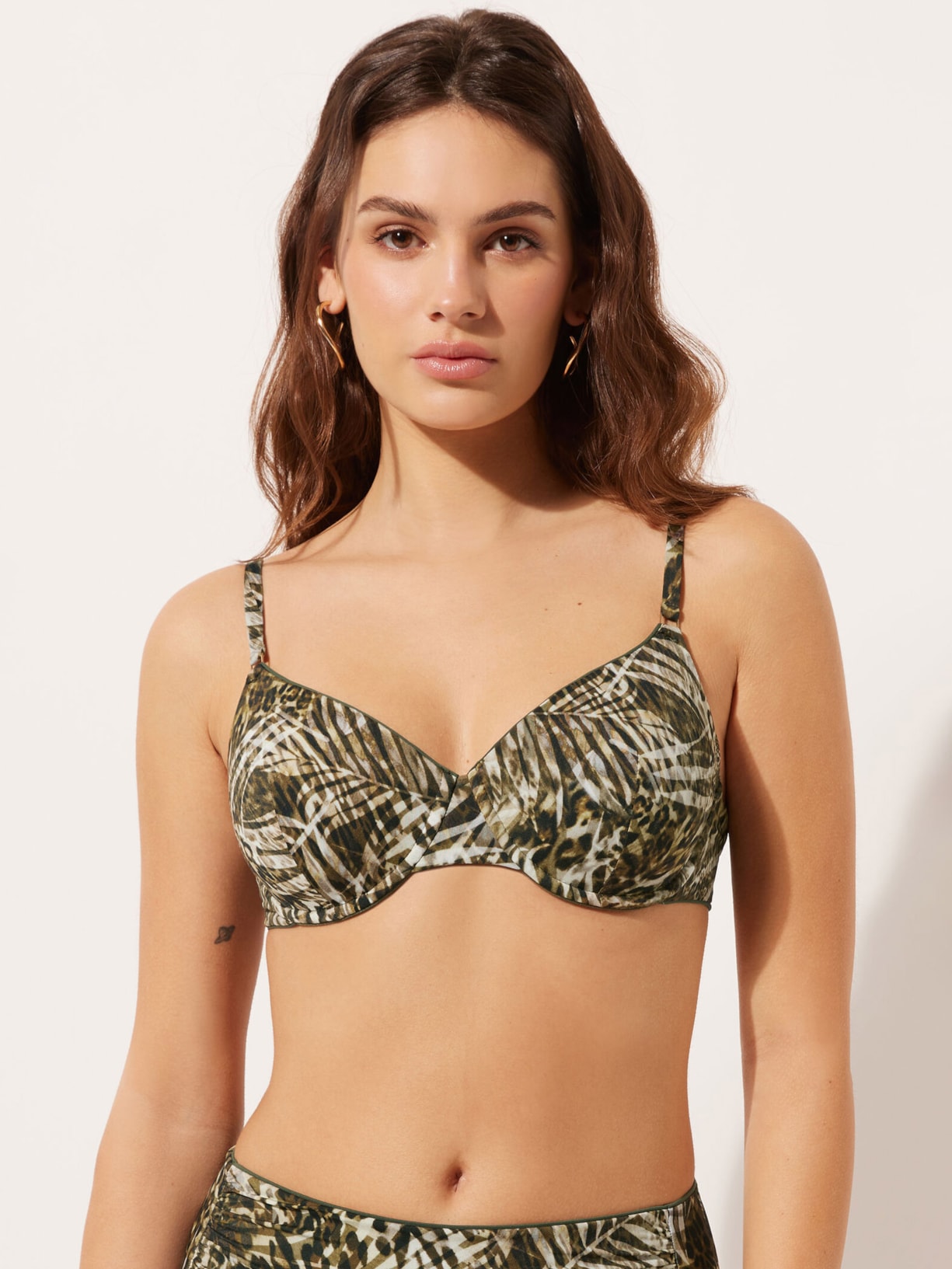 Parte De Cima Biquíni Push-Up Tropical Animalier Verde Calzedonia
