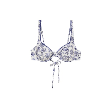 Parte De Cima De Biquíni Balconette Blue Corals - Azul