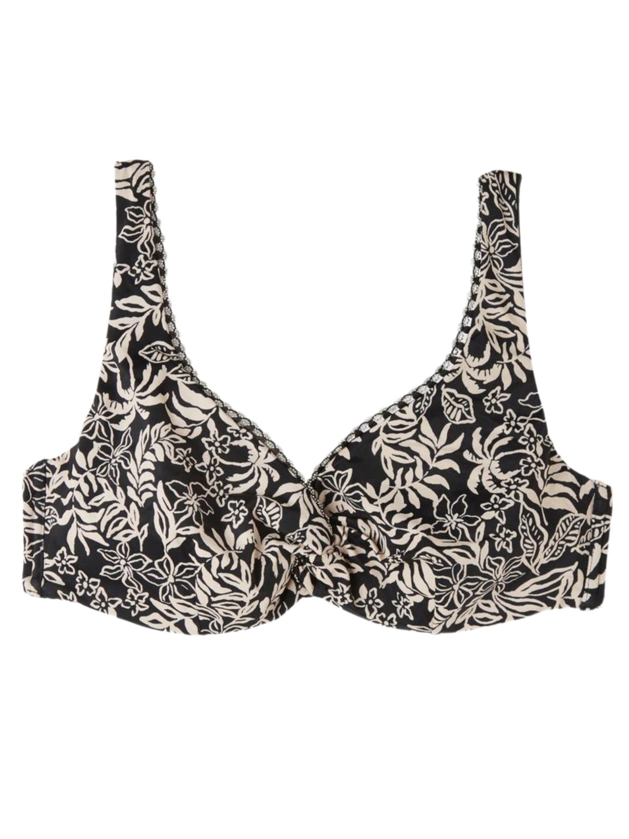 Parte De Cima De Biquíni Balconette Botanic Black And White - Preto