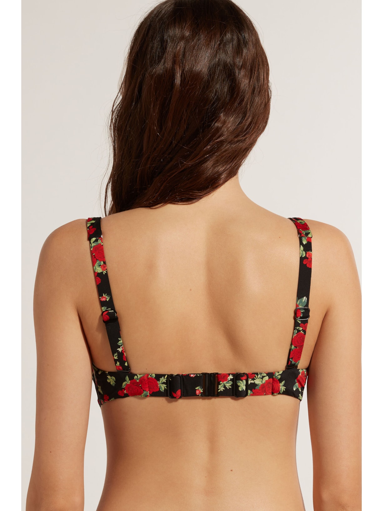 Parte De Cima De Biquíni Balconette Com Estampa De Rosas e Animal Nizza Preto Calzedonia