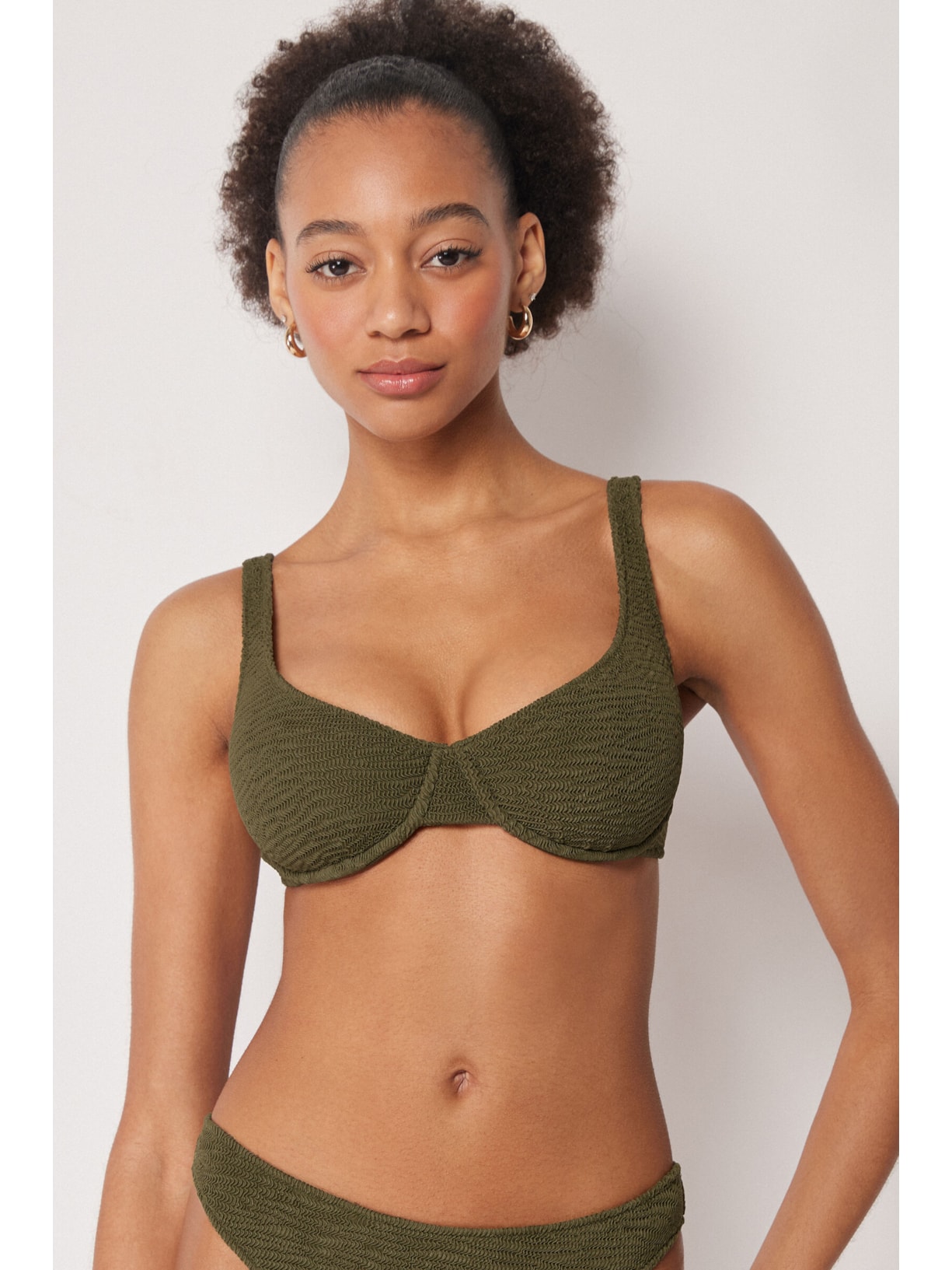 Parte De Cima De Biquíni Balconette Crinkle Waves Verde Calzedonia