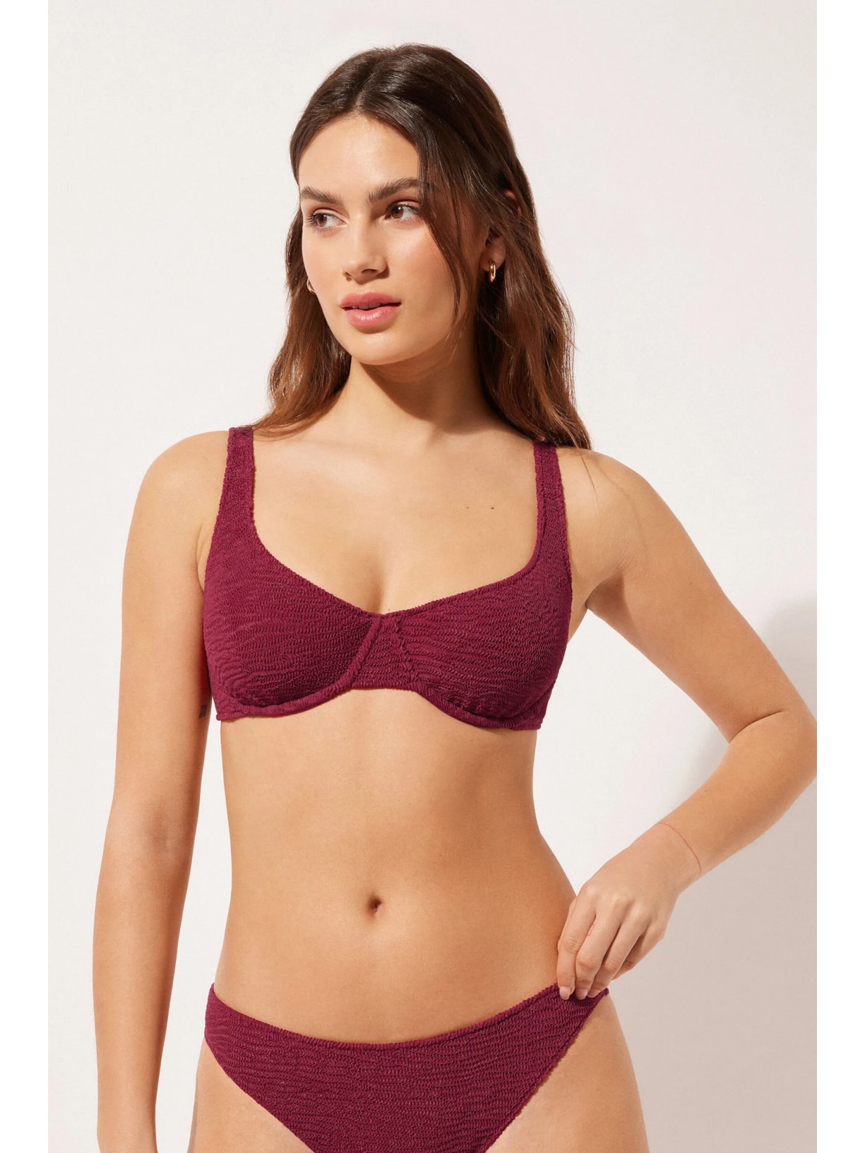 Parte De Cima De Biquíni Balconette Crinkle Waves Vermelho Calzedonia