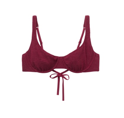 Parte De Cima De Biquíni Balconette Crinkle Waves - Vermelho