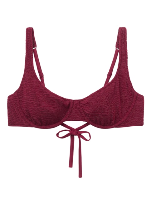 Parte De Cima De Biquíni Balconette Crinkle Waves - Vermelho