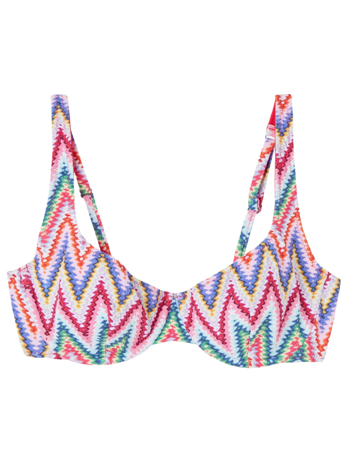 Parte De Cima De Biquíni Balconette Multicolor Chevron - Rosa