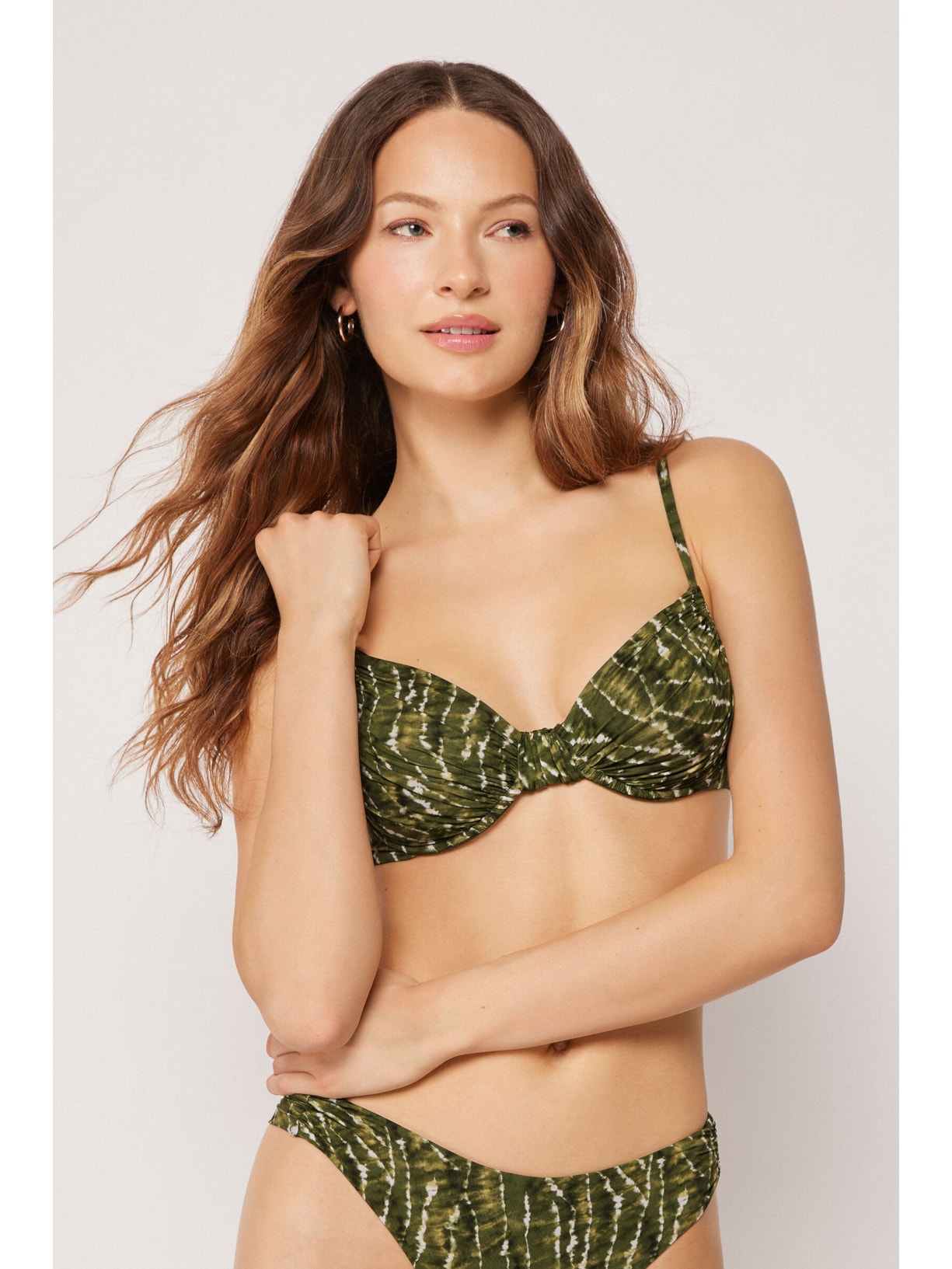 Parte De Cima De Biquíni Balconette Natural Tie-Dye Verde Calzedonia
