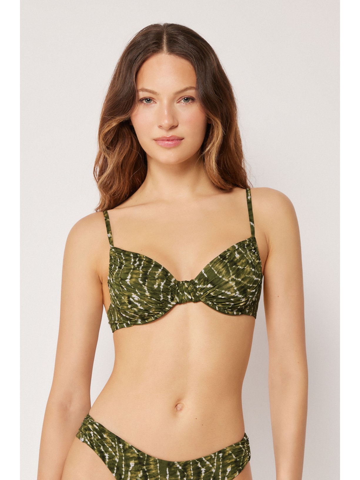 Parte De Cima De Biquíni Balconette Natural Tie-Dye Verde Calzedonia