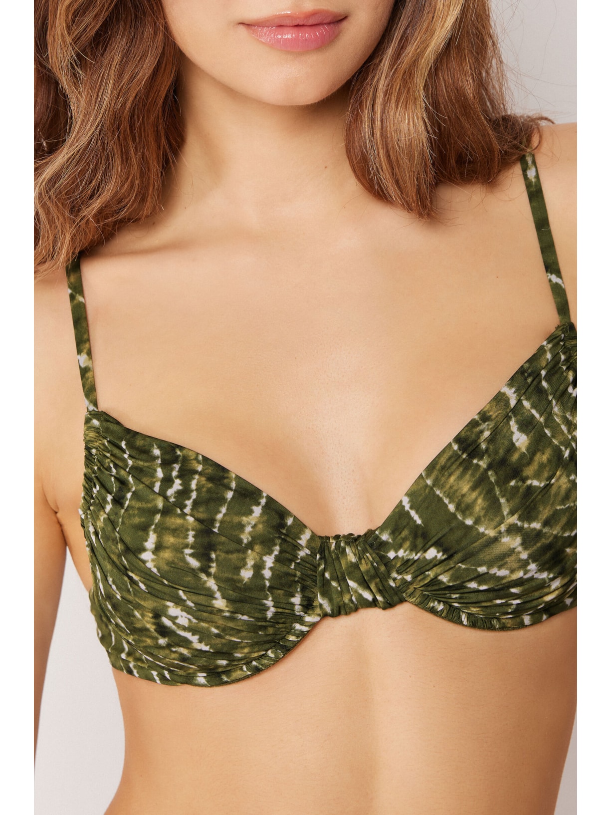 Parte De Cima De Biquíni Balconette Natural Tie-Dye Verde Calzedonia