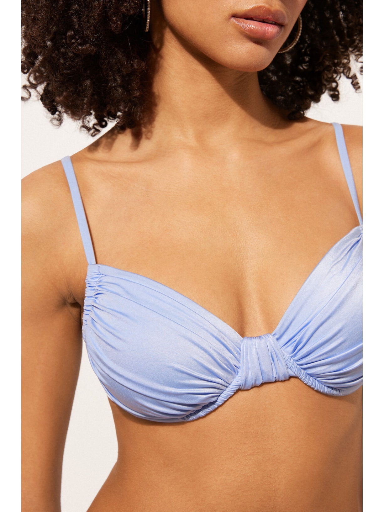 Parte De Cima De Biquíni Balconette Shiny Satin Azul Calzedonia