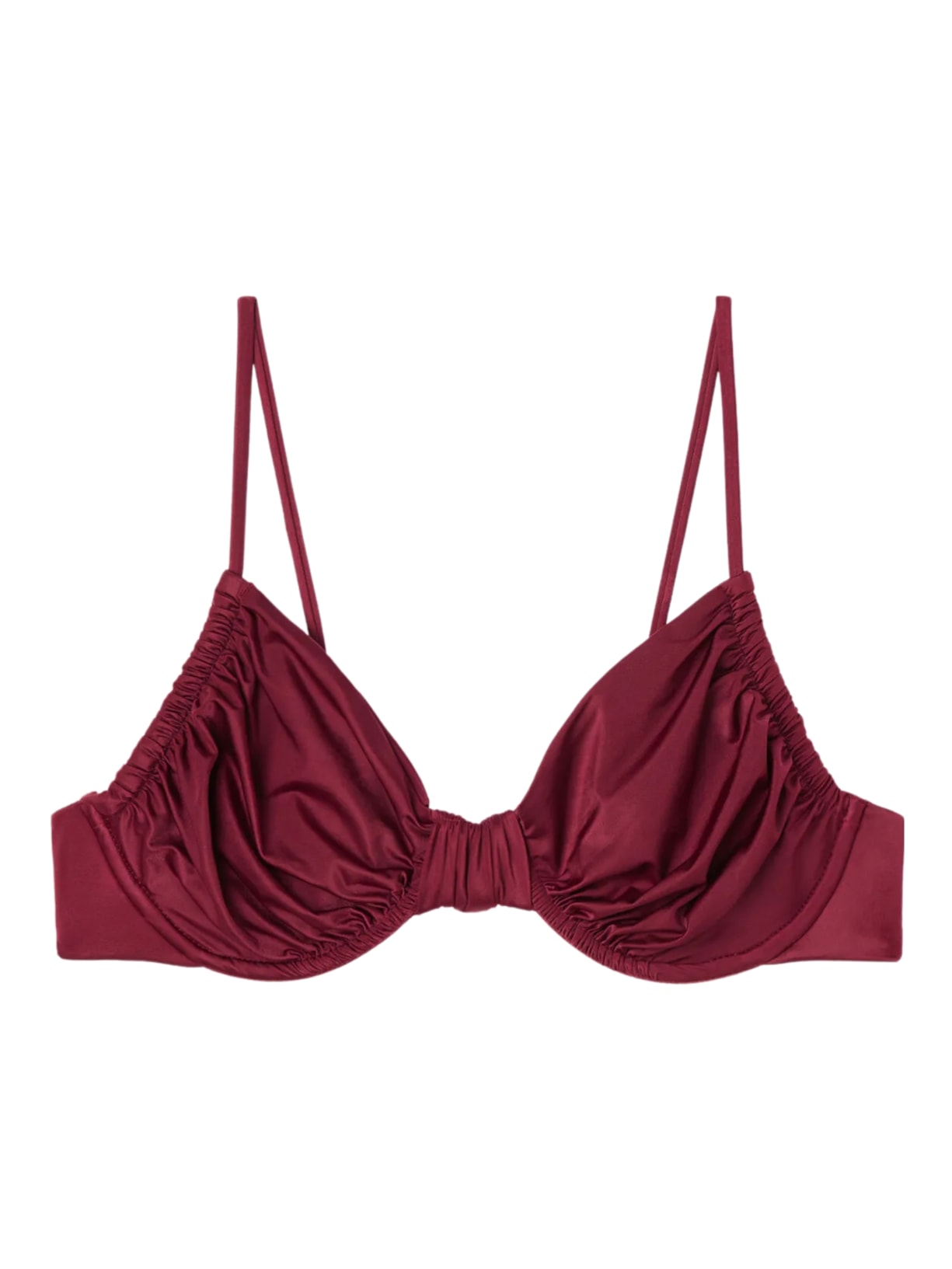 Parte De Cima De Biquíni Balconette Shiny Satin - Bordô