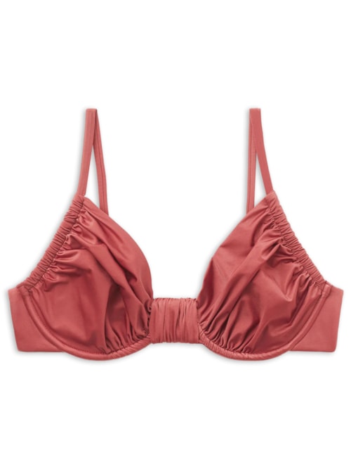 Parte De Cima De Biquíni Balconette Shiny Satin - Laranja