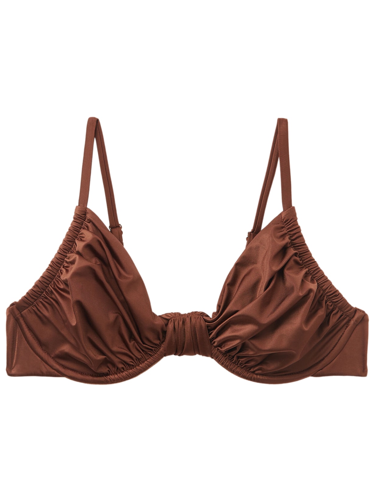 Parte De Cima De Biquíni Balconette Shiny Satin - Marrom