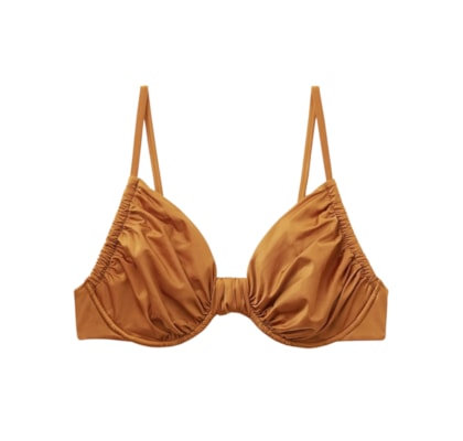 Parte De Cima De Biquíni Balconette Shiny Satin - Marrom