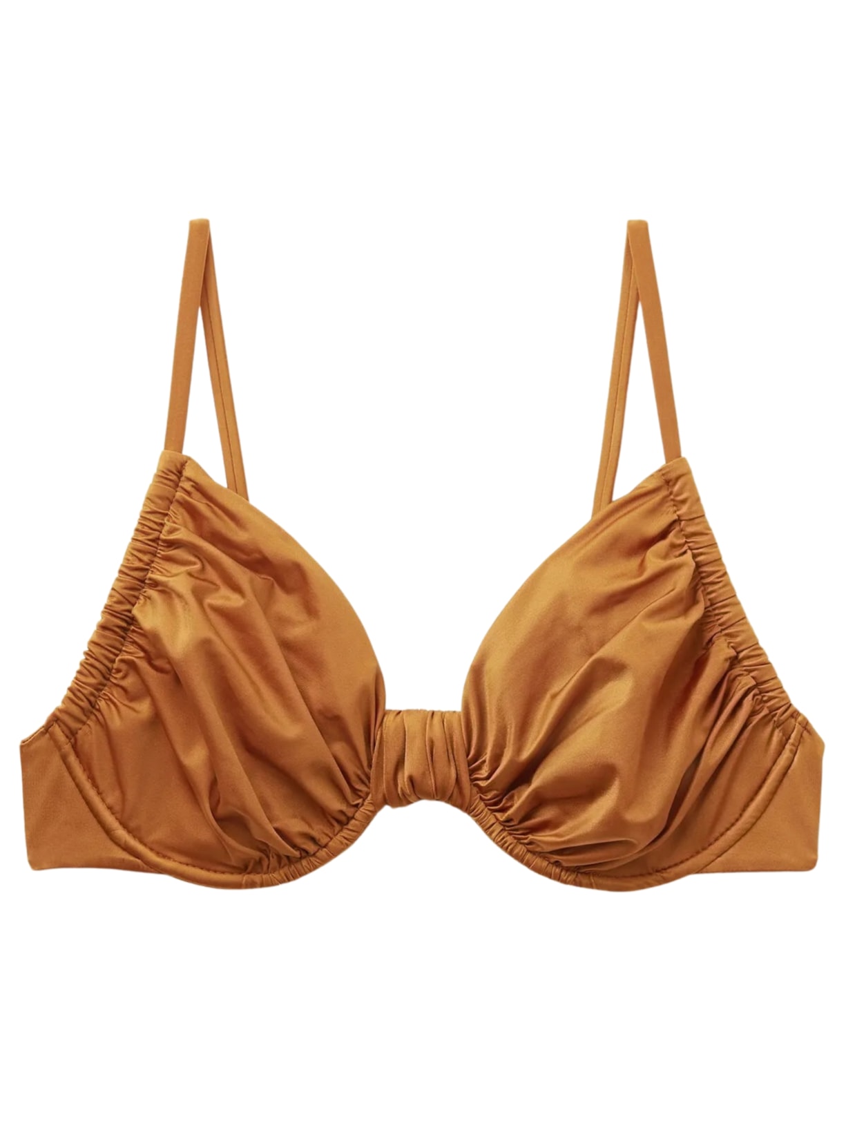 Parte De Cima De Biquíni Balconette Shiny Satin - Marrom