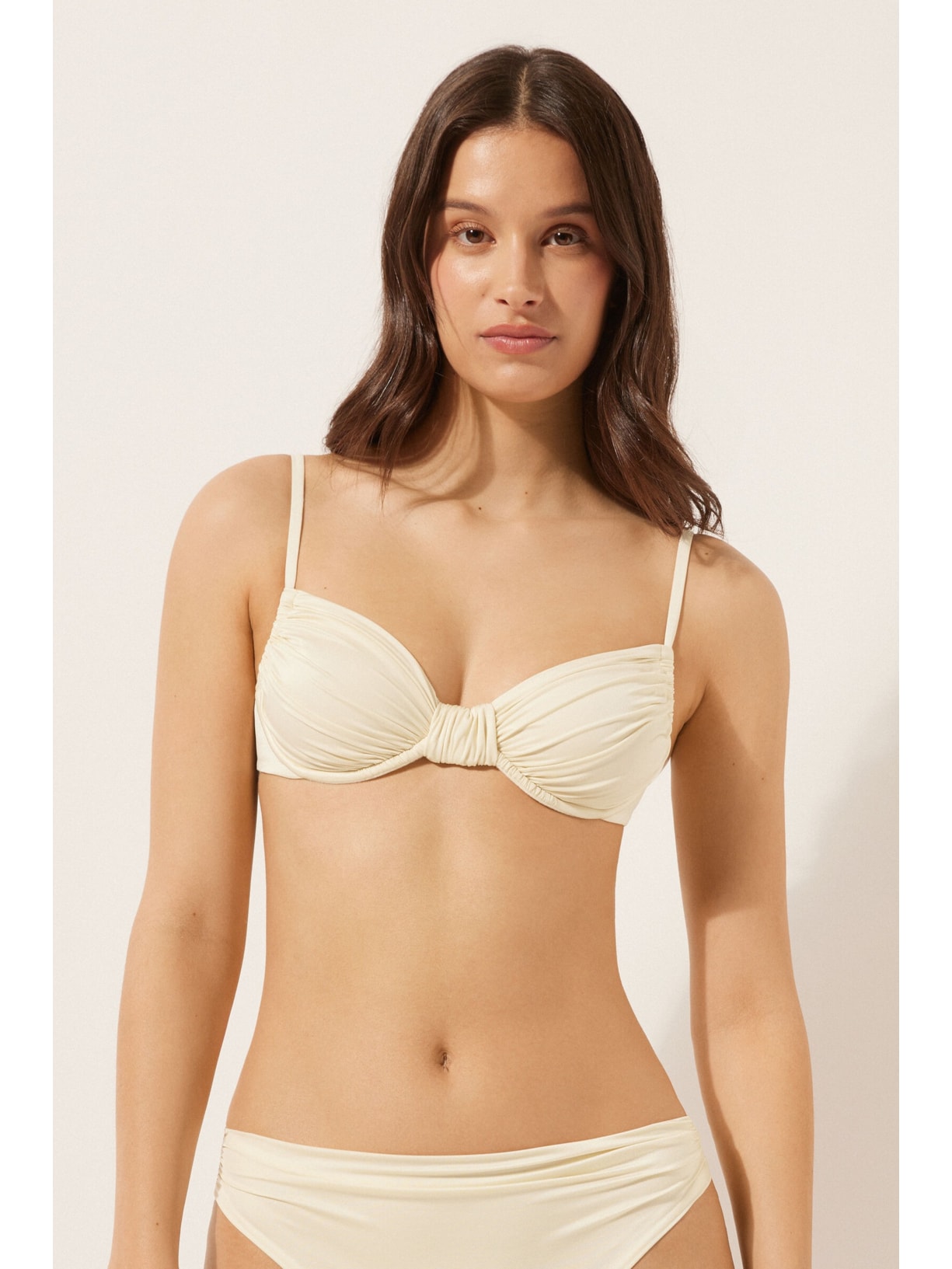 Parte De Cima De Biquíni Balconette Shiny Satin Off-White Calzedonia