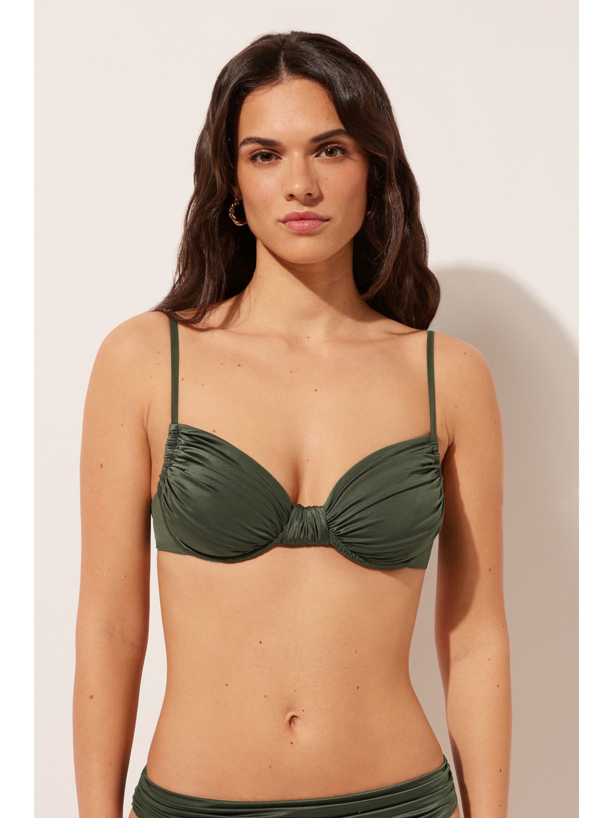 Parte De Cima De Biquíni Balconette Shiny Satin Verde Calzedonia