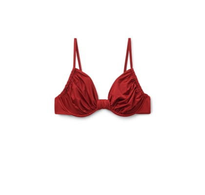 Parte De Cima De Biquíni Balconette Shiny Satin - Vermelho