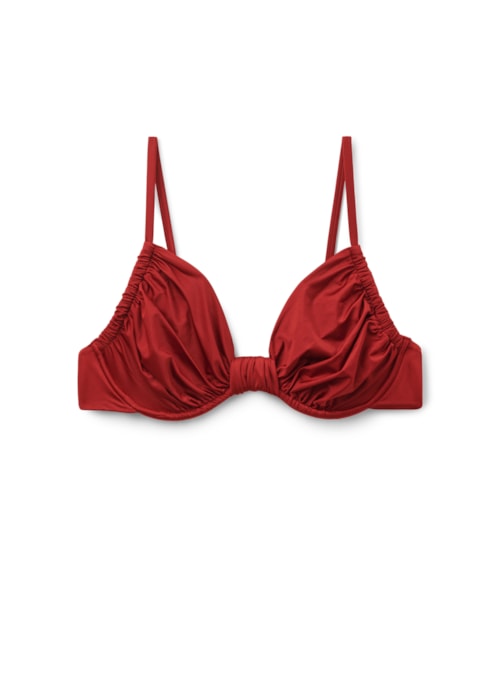 Parte De Cima De Biquíni Balconette Shiny Satin - Vermelho